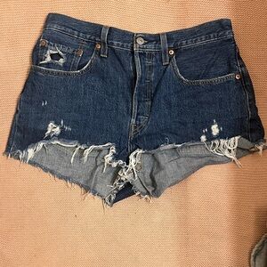 Levi's Blue Distressed Jean Shorts